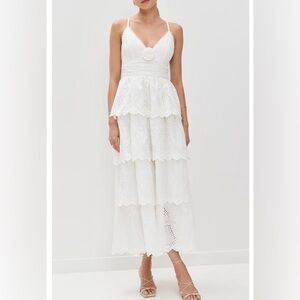 ASTR White Eyelet Lace Maxi Dress